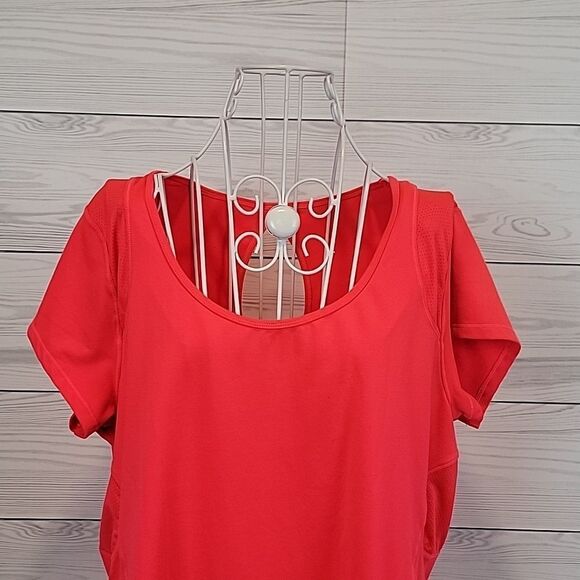 Jessica Simpson partial mesh pullover top - Orange red Women's Size 1X - Picture 2 of 11